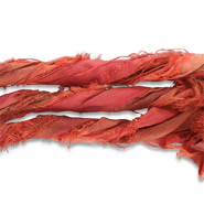 Silk sari ribbons Rust Red-Green