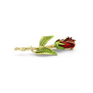 Brooches Rose Red-Green-Gold
