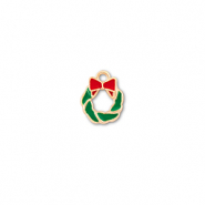 Metal charms christmas wreath Gold-Green-Red