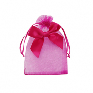 Jewellery Organza Bag with bow Fuchsia Pink