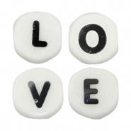Letter beads ceramic - LOVE White-Black