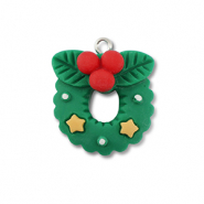 Resin pendants christmas wreath Green-Red-Yellow