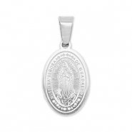 Stainless steel charms oval religious Silver