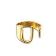 Stainless steel rings letter U Gold