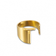 Stainless steel rings letter T Gold