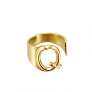 Stainless steel rings letter Q Gold