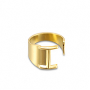 Stainless steel rings letter I Gold