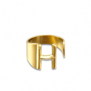 Stainless steel rings letter H Gold