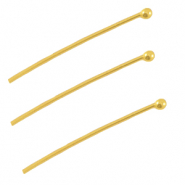 DQ European metal headpin with ball 25mm Gold (nickel free)