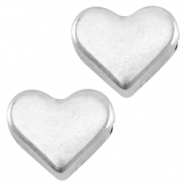 DQ European metal heart shaped beads Antique Silver (nickel free)