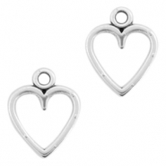 DQ European metal charms open heart Antique Silver (nickel free)
