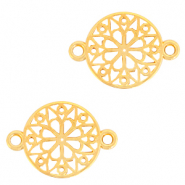 DQ European metal charms connector flower round 15mm Gold (nickel free)