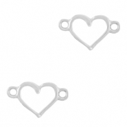 DQ European metal charms connector heart Antique Silver (nickel free)