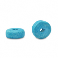 DQ greek ceramic beads disc 6mm Aquamarine Blue