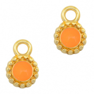 DQ European metal charms 8mm Gold-Neon Orange (nickel free)
