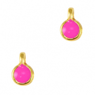 DQ European metal charms 5mm Gold-Neon Fuchsia Pink (nickel free)