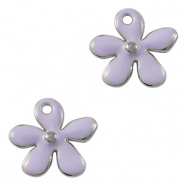 DQ European metal charms flower Antique Silver-Purple (nickel free)