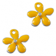 DQ European metal charms flower Antique Silver-Yellow (nickel free)