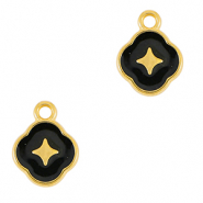 DQ European metal charms star Gold-Black (nickel free)