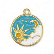 DQ European metal charms sun & moon White-Blue-Gold (nickel free)