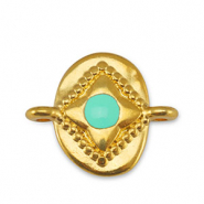 DQ European metal charms connector oval Veraman Blue-Gold (nickel free)