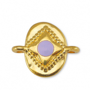 DQ European metal charms connector oval Lilac-Gold (nickel free)
