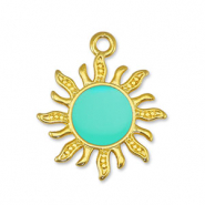 DQ European metal charms sun Veraman Blue-Gold (nickel free)