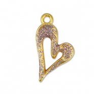DQ European metal charms heart Glitter Lilac-Gold (nickel free)
