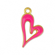 DQ European metal charms heart Fuchsia-Gold (nickel free)