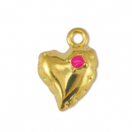 DQ European metal charms heart Fuchsia-Gold (nickel free)
