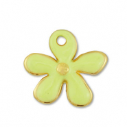 DQ European metal charms flower Gold-Lime Yellow (nickel free)