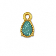 DQ European metal charms drop Gold-Glitter Turquoise (nickel free)
