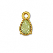 DQ European metal charms drop Gold-Glitter Light Green (nickel free)