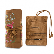 Jewellery travel case with flowers Brown