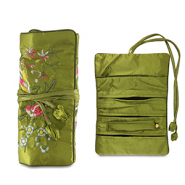 Jewellery travel case with flowers Olive Green
