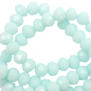 Top faceted beads 6x4mm disc Bleached Aqua Blue-High Shine Coating