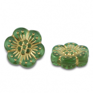 Acrylic beads flower Green-Gold