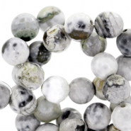 8mm round semi-precious stones faceted cut White-grey opal