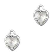 Crystal glass charms heart Transparent-Silver