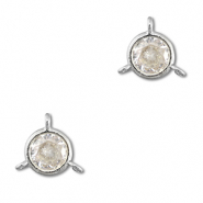 Crystal glass connectors round Transparent-Silver