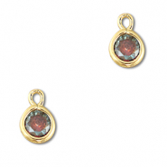 Crystal glass charms round Multicolor-Gold