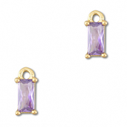 Crystal glass charms rectangle Light Lilac-Gold