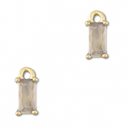 Crystal glass charms rectangle Light Grey-Gold