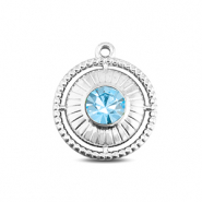BY31&reg; Stainless steel charms round with ring Silver-Aqua
