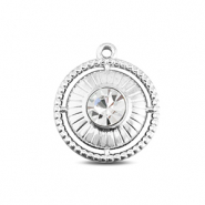 BY31&reg; Stainless steel charms round with ring Silver-Crystal