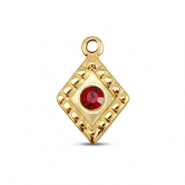 BY31&reg; Stainless steel charms rhombus Gold-Ruby Red