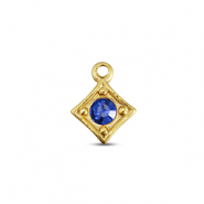 BY31&reg; Stainless steel charms rhombus Gold-Sapphire Blue