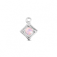 BY31&reg; Stainless steel charms rhombus Silver-Soft Pink Opal