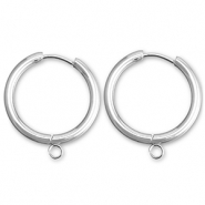 Stainless steel earrings creole with loop 19mm Silver