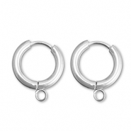 Stainless steel earrings creole with loop 15mm Silver